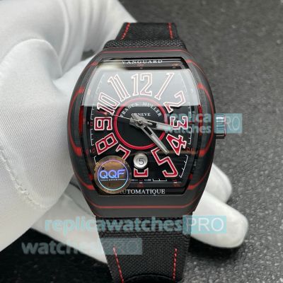 QQF Swiss Replica Franck Muller Vanguard V41 SC DT Black & Red Dial Men's Watch 